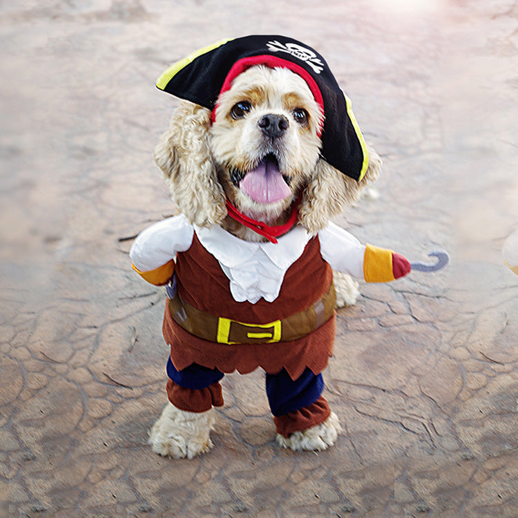 Cross-border Bestseller Dog Costume For Christmas And Halloweenpirate Police Officer Or Transforming Standing Outfit
