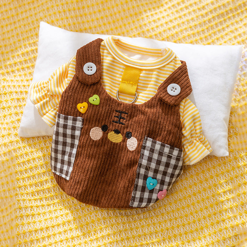 Autumn And Winter Dog Small Animal Two-legged Overalls Suit