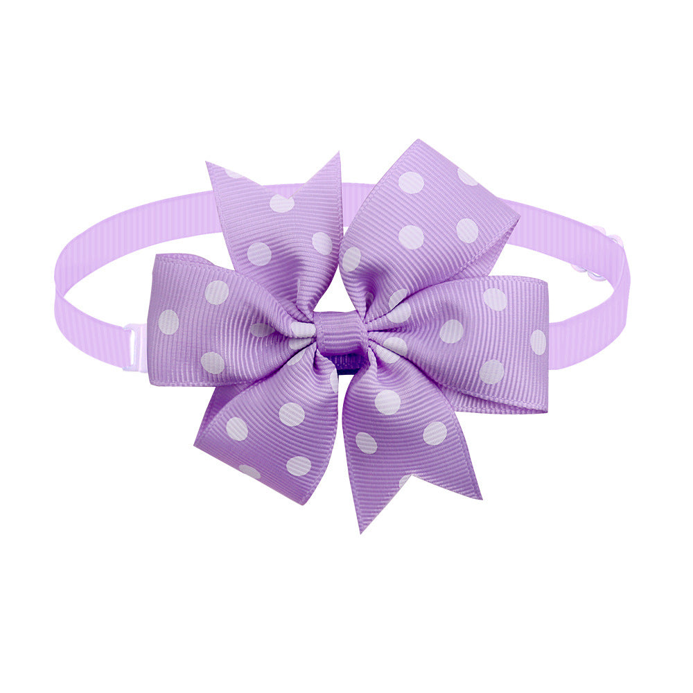 Pet Bow Tie Bow Dog Cat Headdress Solid Color Wave Point Hexagon