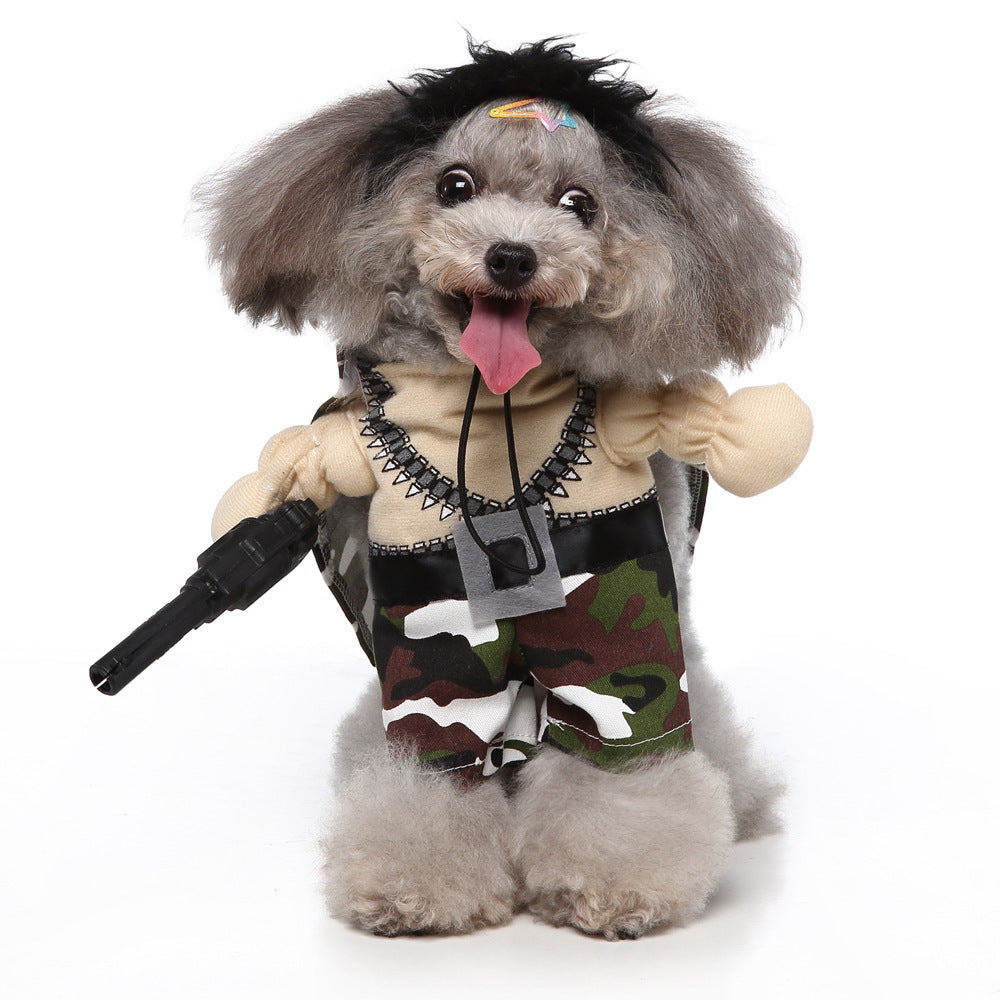 Cross-border Bestseller Dog Costume For Christmas And Halloweenpirate Police Officer Or Transforming Standing Outfit
