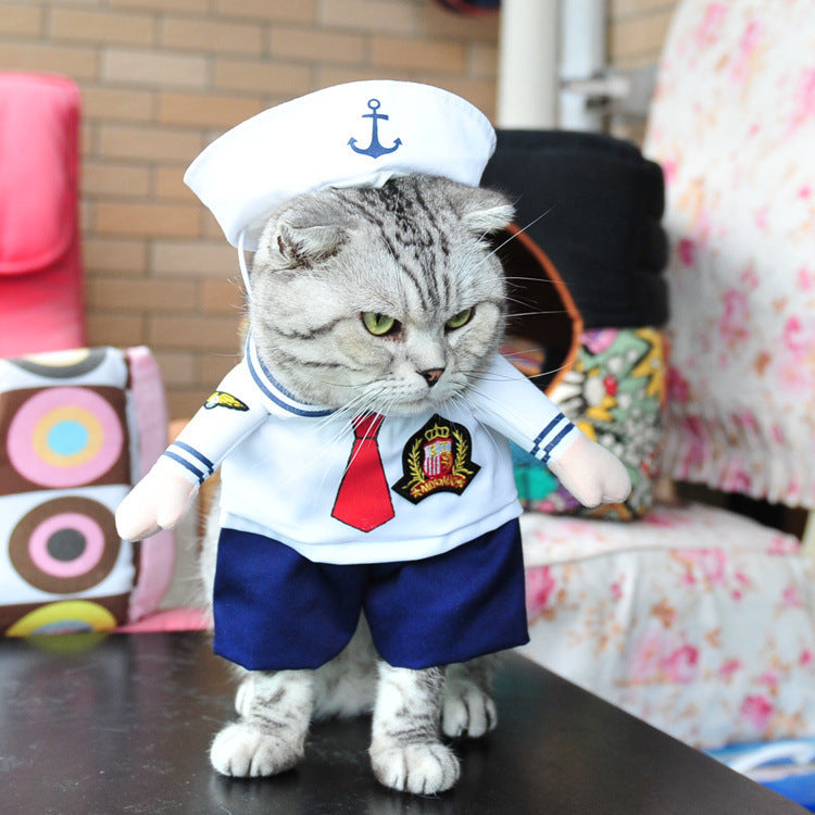 Cross-border Bestseller Dog Costume For Christmas And Halloweenpirate Police Officer Or Transforming Standing Outfit
